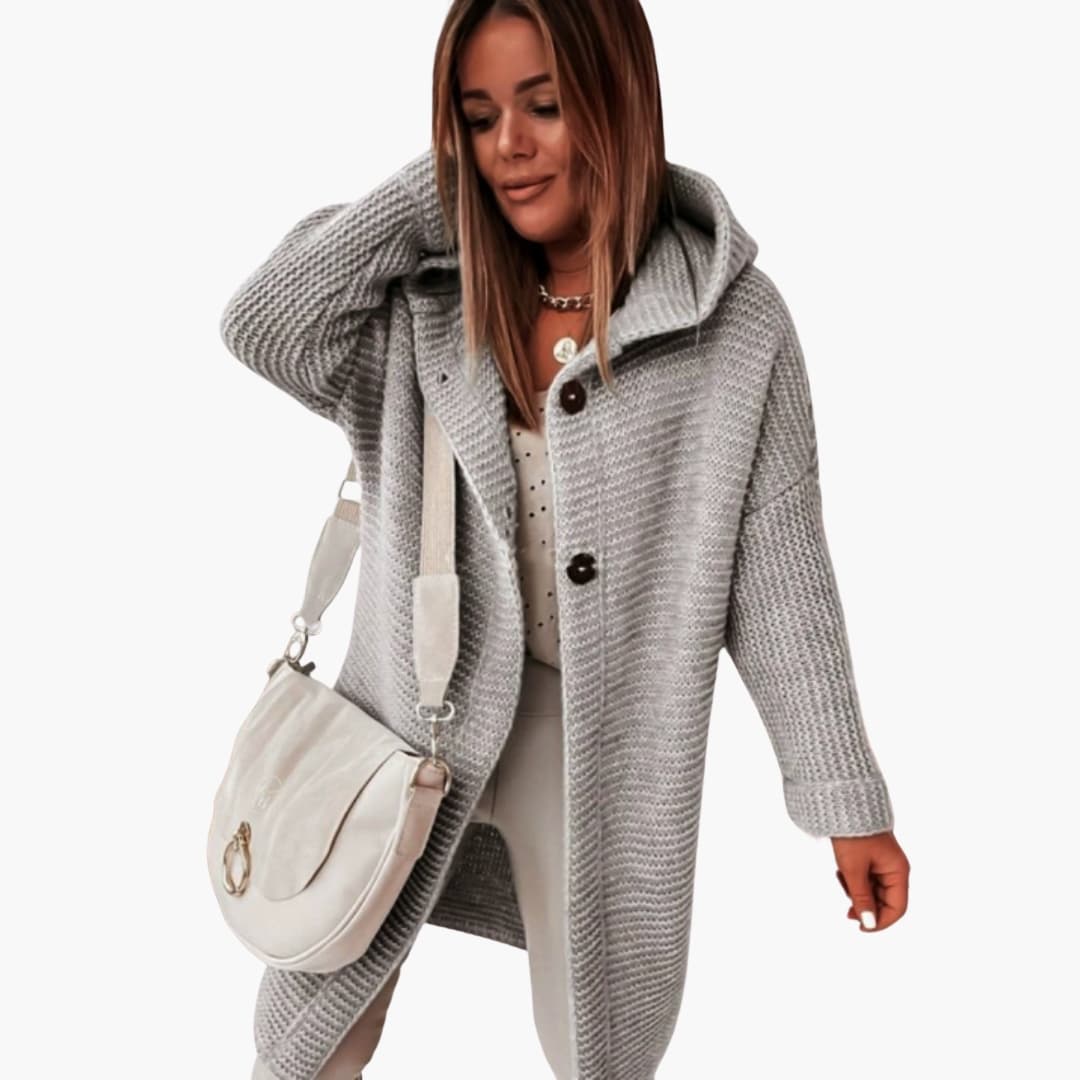 Damen Cardigan mit Kapuze 2
