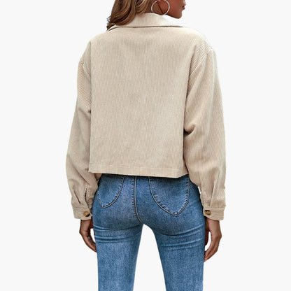 Damen Cordjacke mit Reverskragen und Knopfverschluss 2