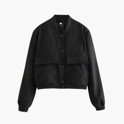 Damen Cropped Jacke mit Druckknöpfen und Klappentaschen 6