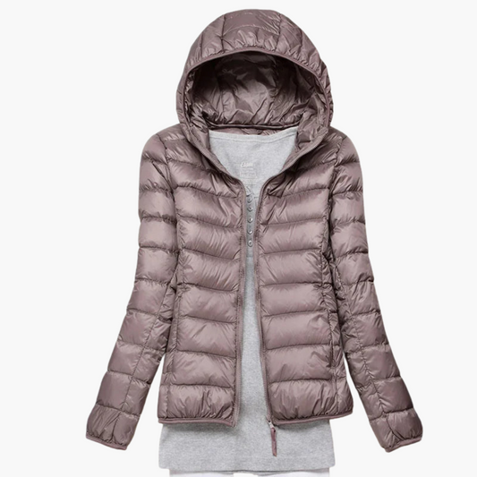 Damen Daunenjacke mit Kapuze und elastischen Bündchen 0