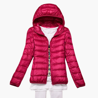 Damen Daunenjacke mit Kapuze und elastischen Bündchen 1