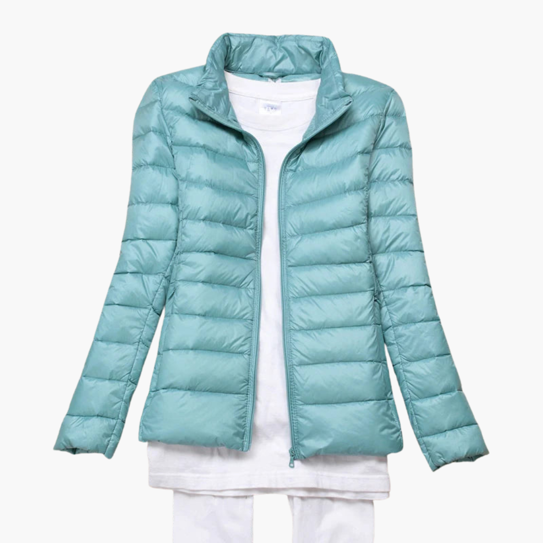 Damen Daunenjacke mit Kapuze und elastischen Bündchen 10