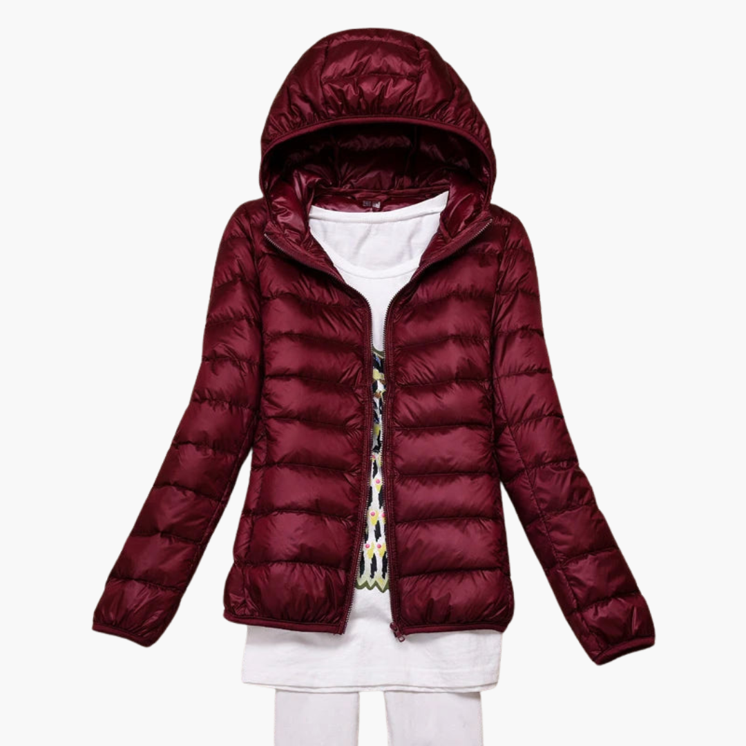 Damen Daunenjacke mit Kapuze und elastischen Bündchen 2