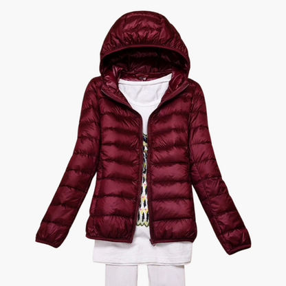 Damen Daunenjacke mit Kapuze und elastischen Bündchen 2