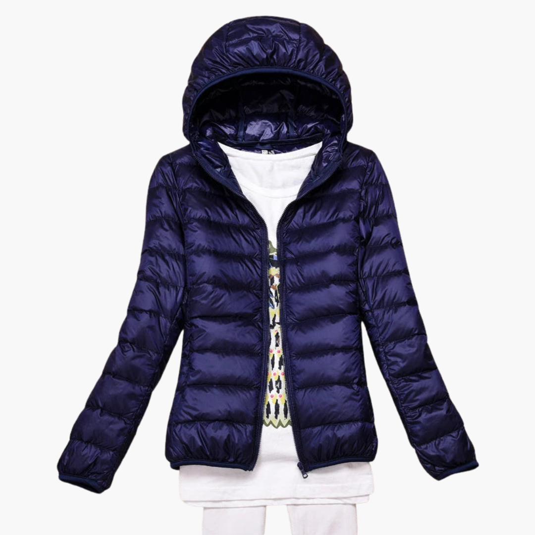 Damen Daunenjacke mit Kapuze und elastischen Bündchen 3