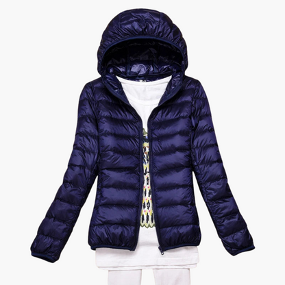 Damen Daunenjacke mit Kapuze und elastischen Bündchen 3