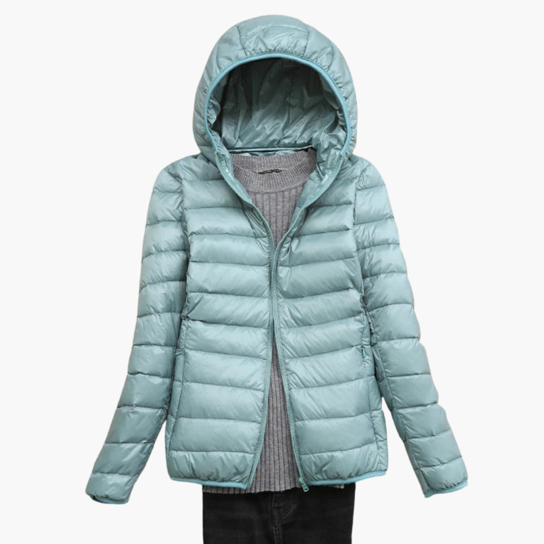 Damen Daunenjacke mit Kapuze und elastischen Bündchen 4
