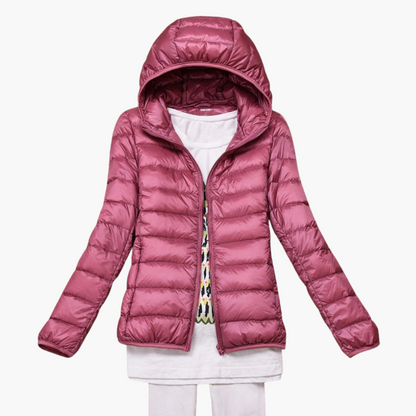 Damen Daunenjacke mit Kapuze und elastischen Bündchen 5