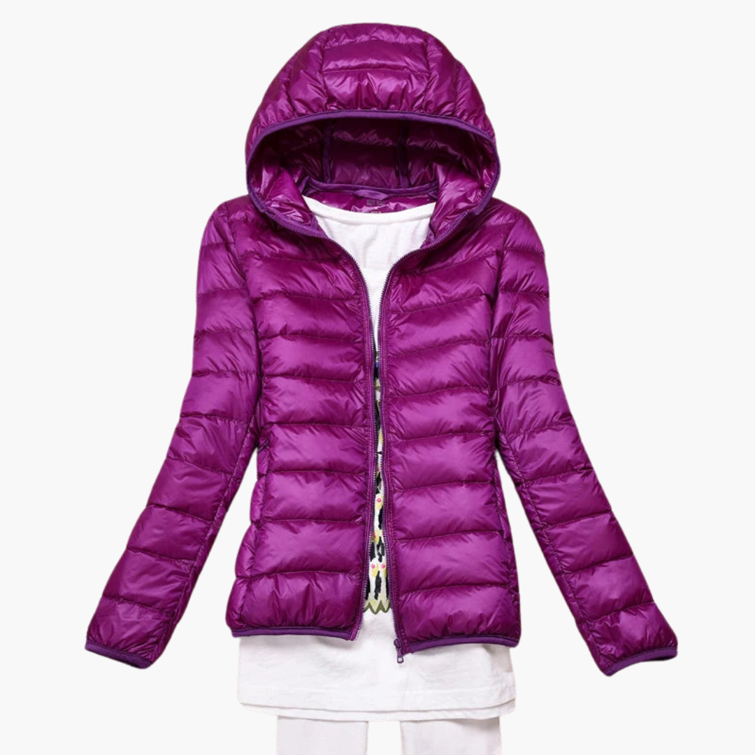 Damen Daunenjacke mit Kapuze und elastischen Bündchen 6
