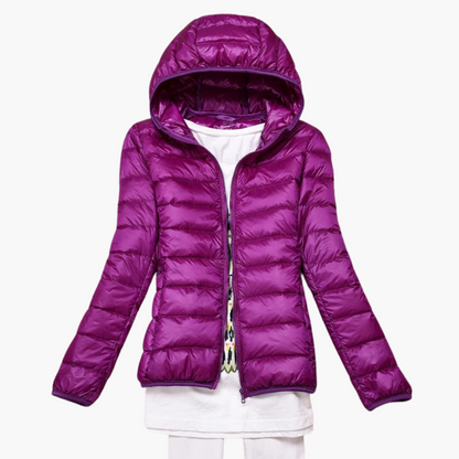 Damen Daunenjacke mit Kapuze und elastischen Bündchen 6