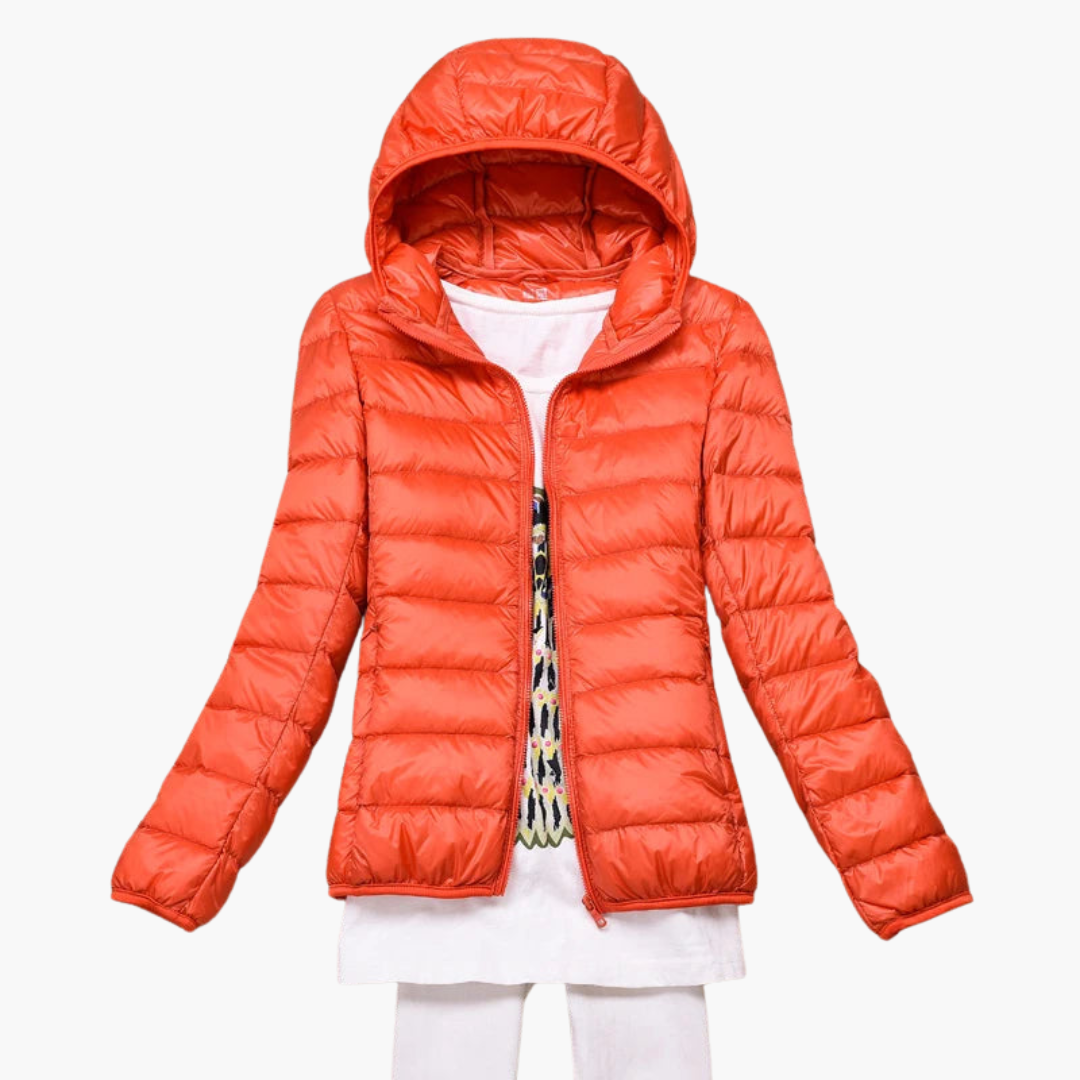 Damen Daunenjacke mit Kapuze und elastischen Bündchen 7