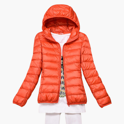 Damen Daunenjacke mit Kapuze und elastischen Bündchen 7