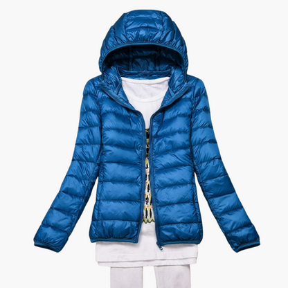 Damen Daunenjacke mit Kapuze und elastischen Bündchen 8