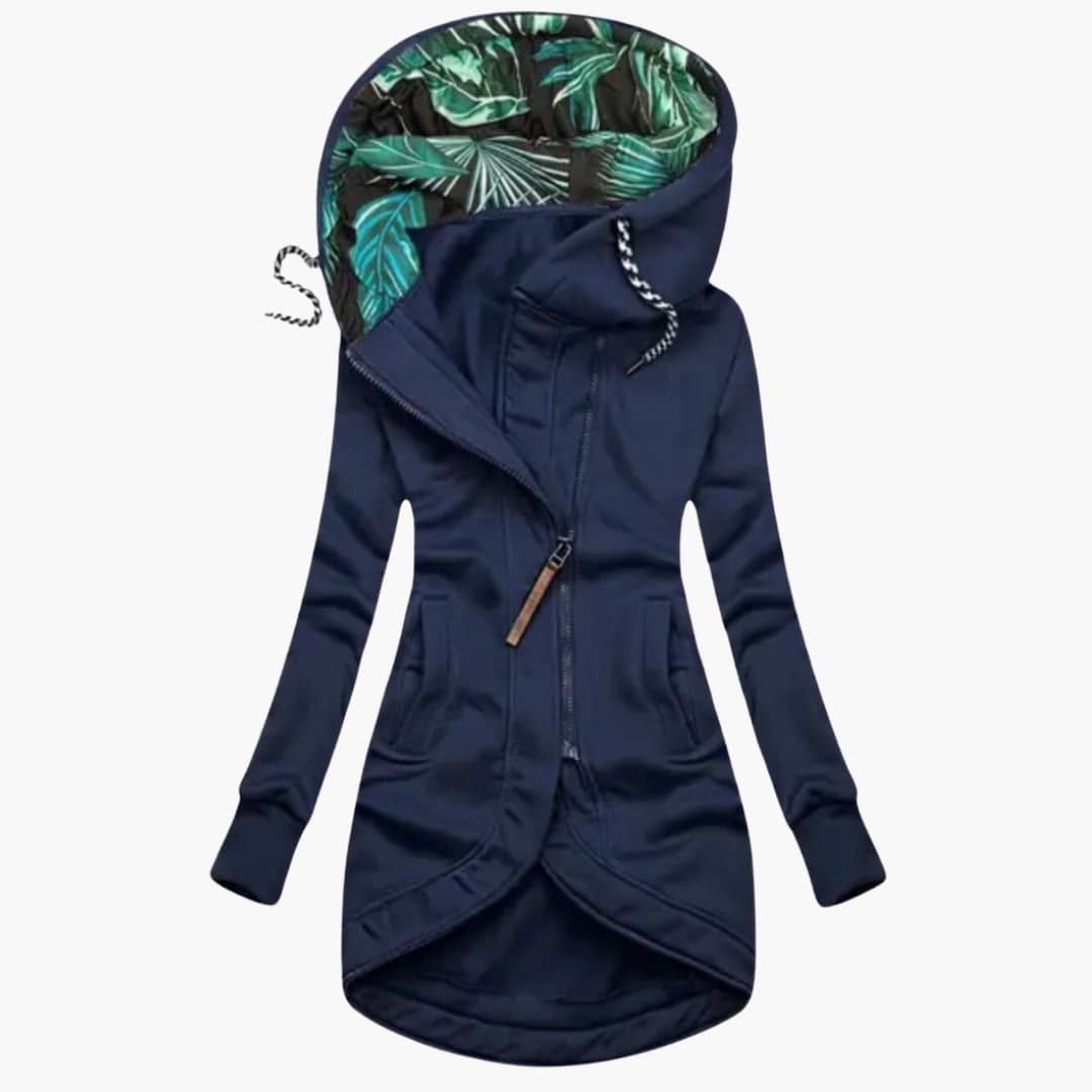 Damen Fleecejacke mit langen Ärmeln und Kapuze 0