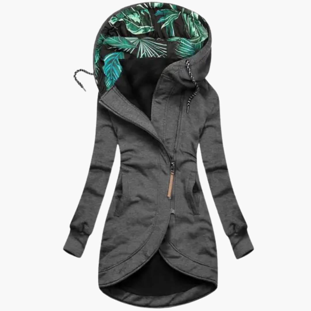 Damen Fleecejacke mit langen Ärmeln und Kapuze 1