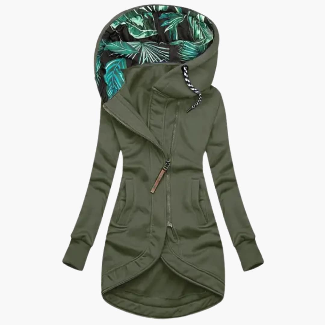 Damen Fleecejacke mit langen Ärmeln und Kapuze 2