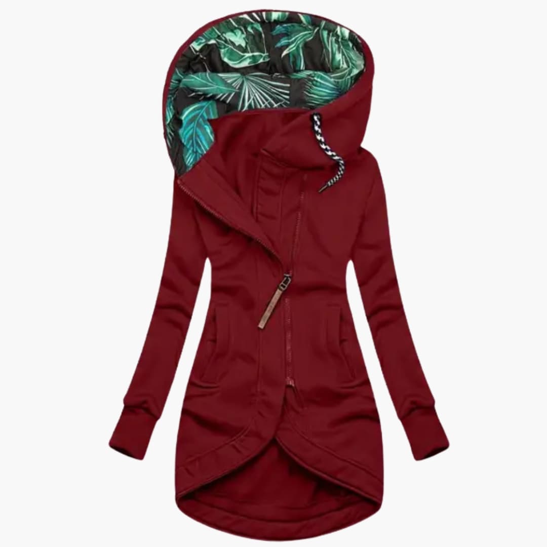 Damen Fleecejacke mit langen Ärmeln und Kapuze 3