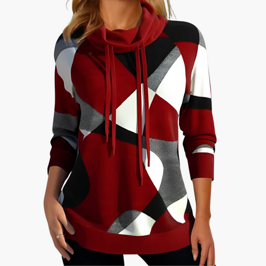 Damen Hoodie mit Kapuze und geometrischem Muster 0
