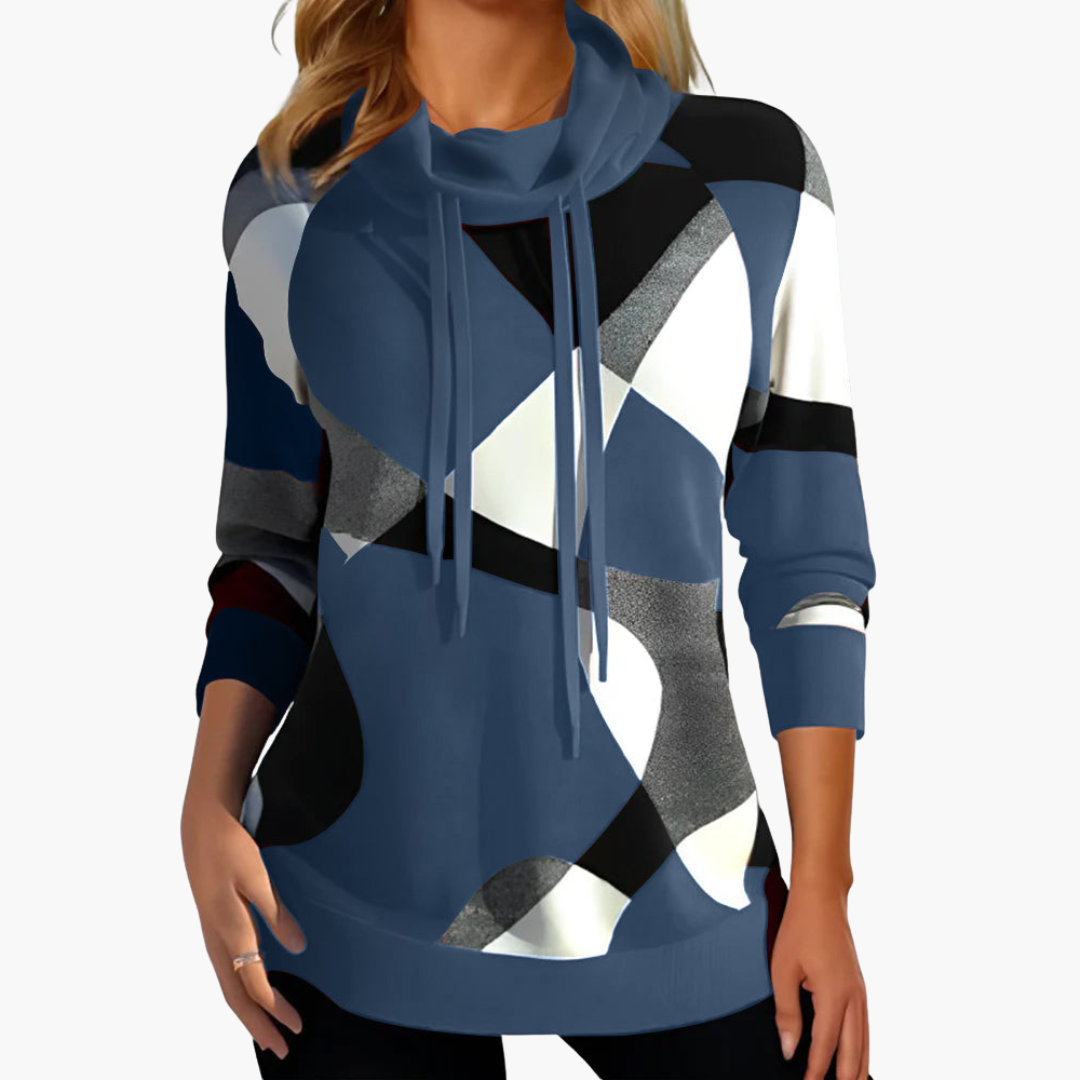 Damen Hoodie mit Kapuze und geometrischem Muster 1