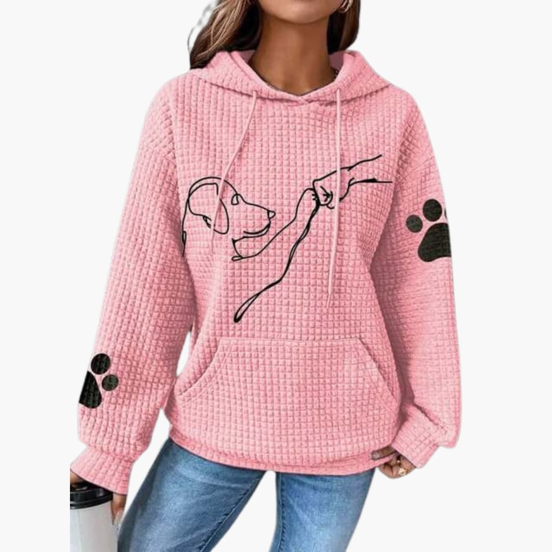 Damen Hoodie mit Kordelzug Kapuze und Kängurutasche 2