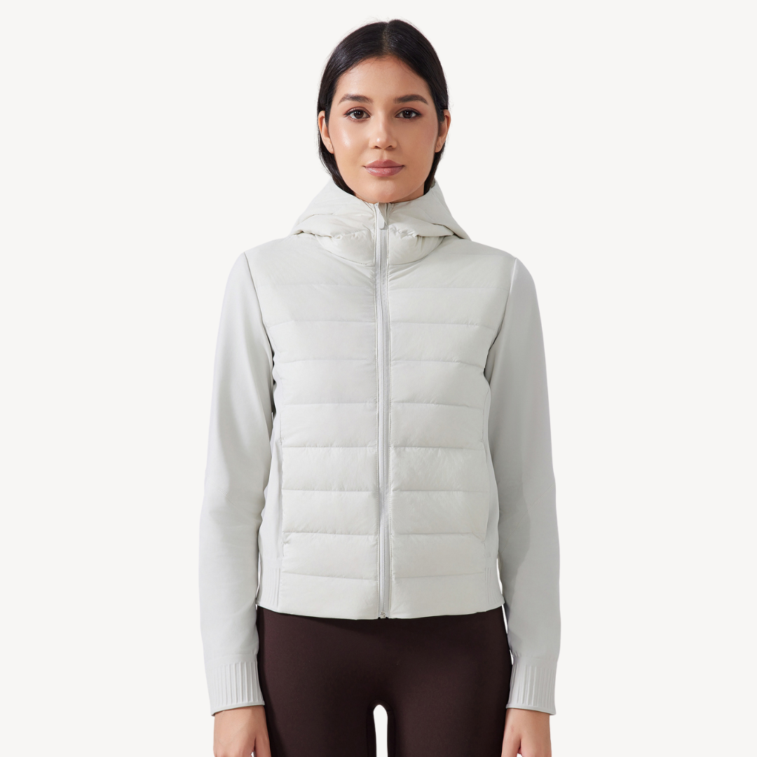 Damen Hybrid Puffer Hoodie Jacke | Loravelle 3