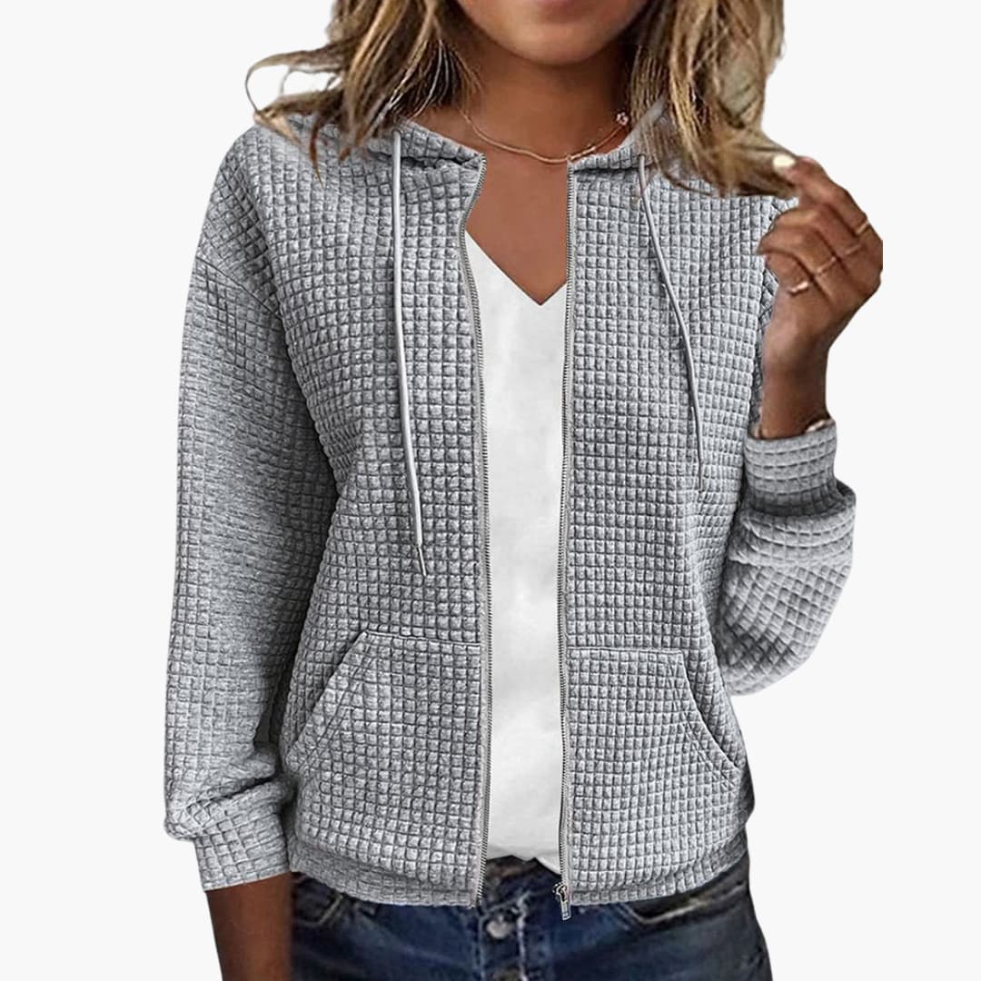 Damen Kapuzenjacke mit Reißverschluss und Fronttaschen 0