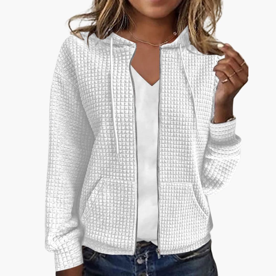 Damen Kapuzenjacke mit Reißverschluss und Fronttaschen 1