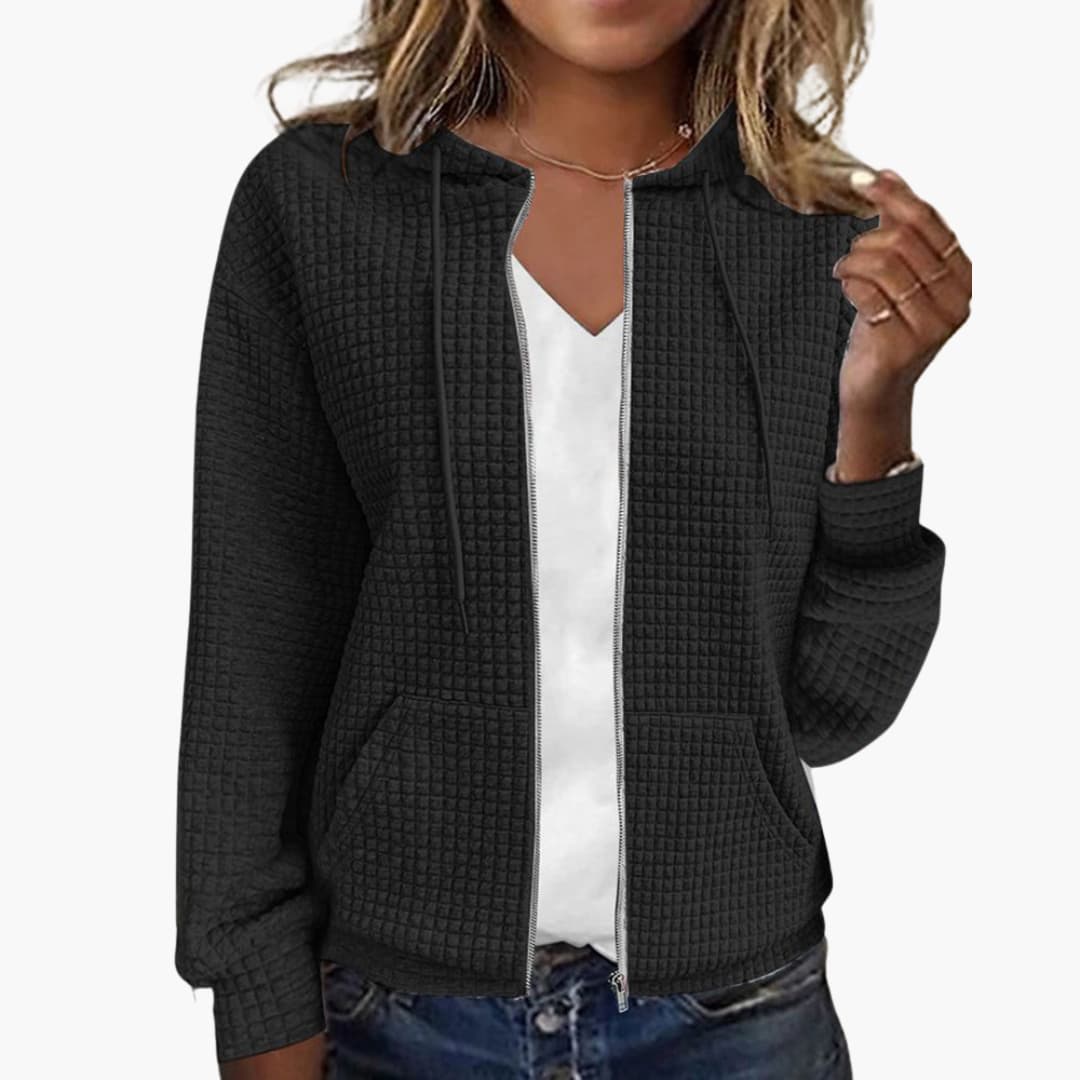 Damen Kapuzenjacke mit Reißverschluss und Fronttaschen 2