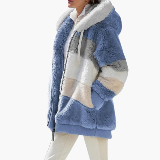 Damen Kapuzenjacke mit Reißverschluss und Streifenmuster 0