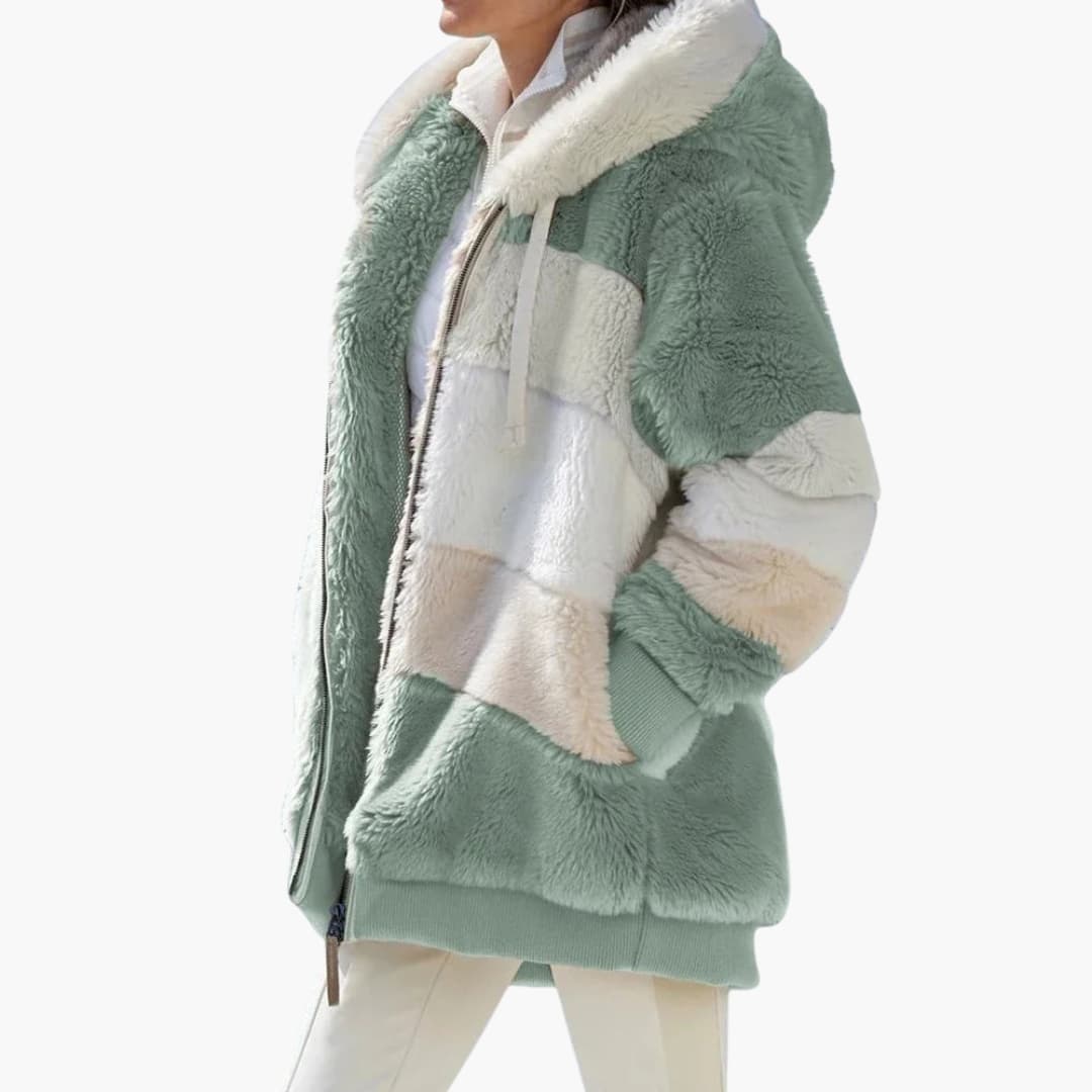 Damen Kapuzenjacke mit Reißverschluss und Streifenmuster 1