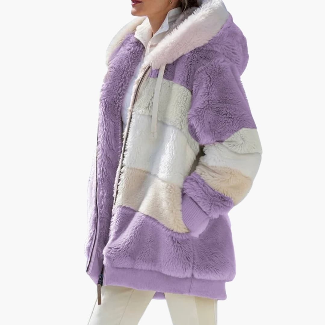 Damen Kapuzenjacke mit Reißverschluss und Streifenmuster 3