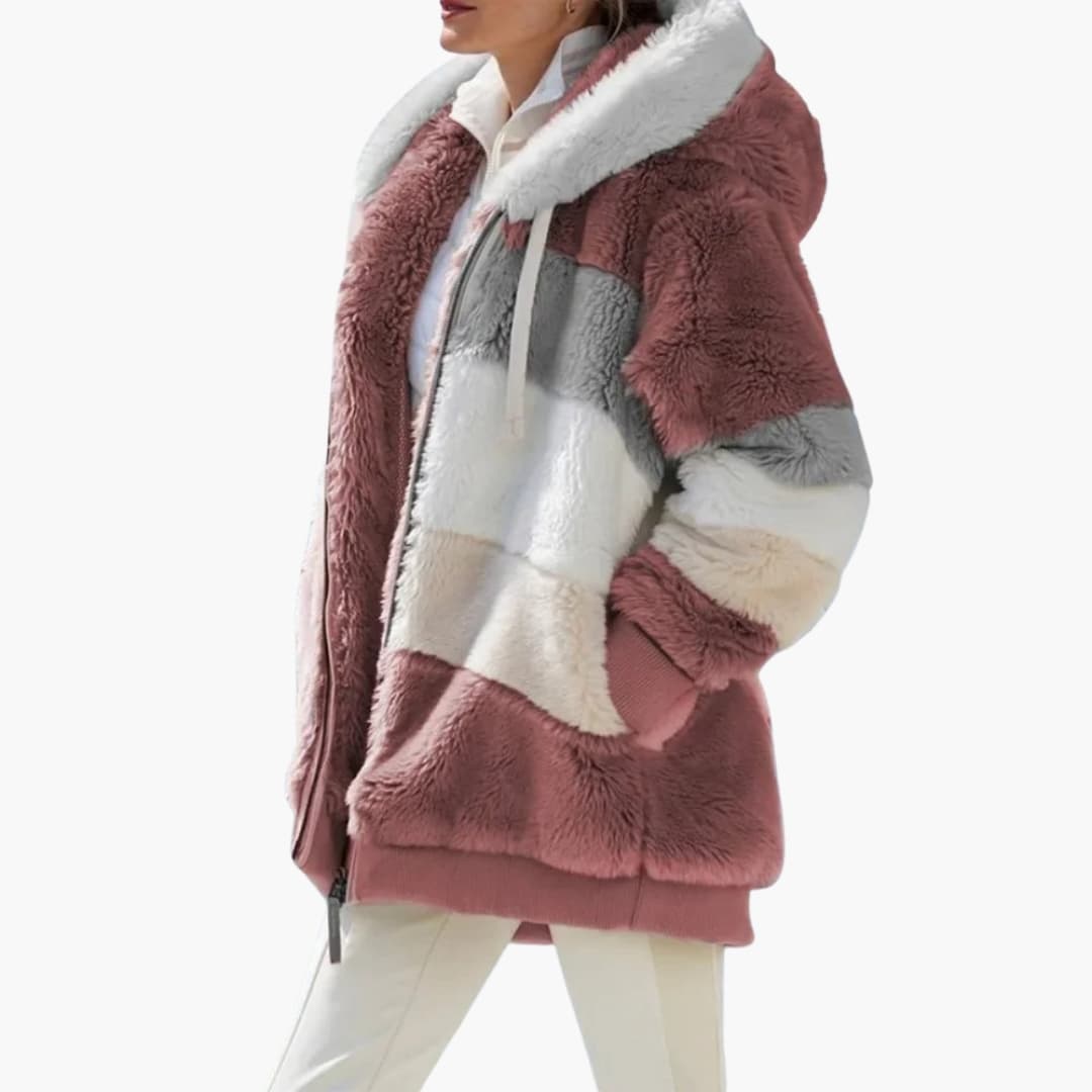 Damen Kapuzenjacke mit Reißverschluss und Streifenmuster 4
