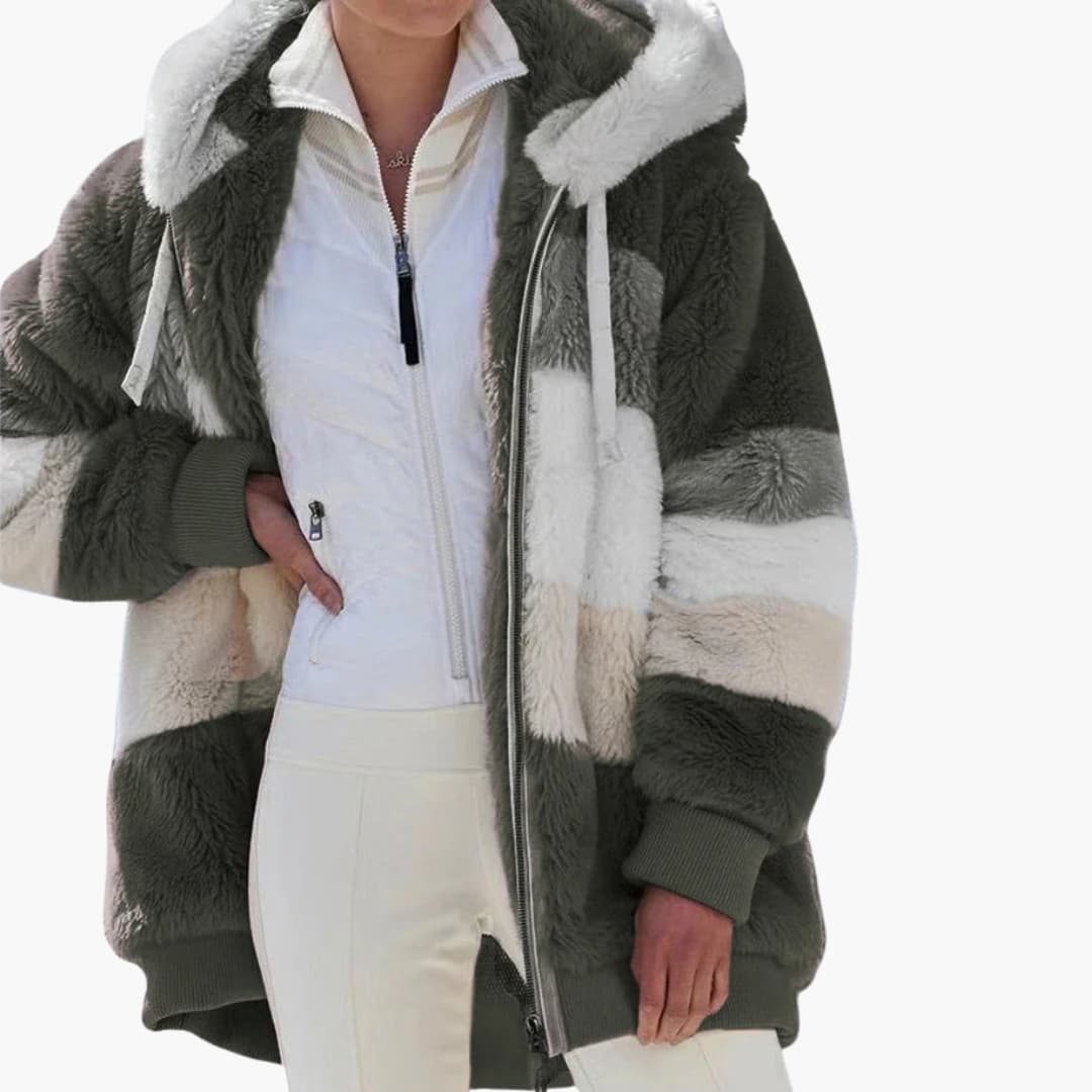 Damen Kapuzenjacke mit Reißverschluss und Streifenmuster 5