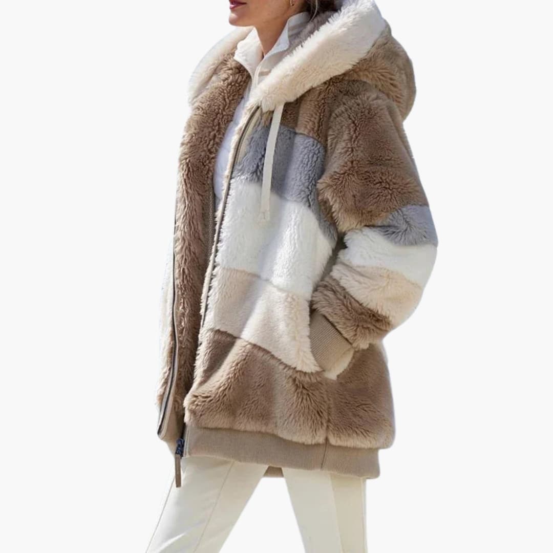 Damen Kapuzenjacke mit Reißverschluss und Streifenmuster 6