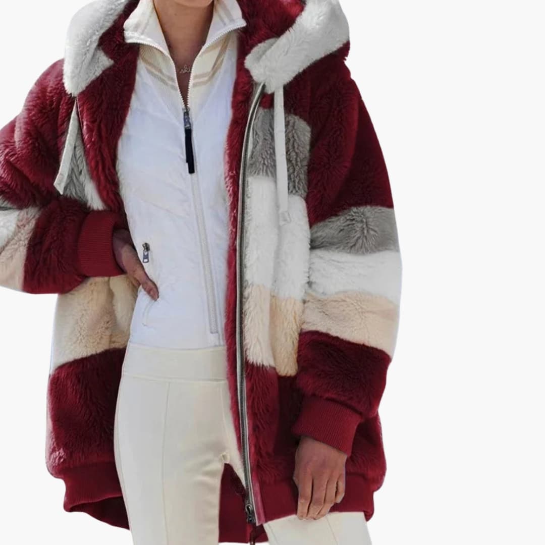 Damen Kapuzenjacke mit Reißverschluss und Streifenmuster 7