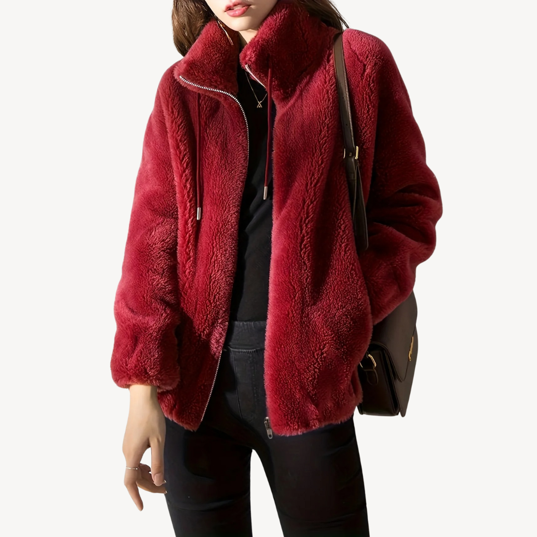 Damen Kunstpelz-Reißverschlussjacke | Loravelle 0