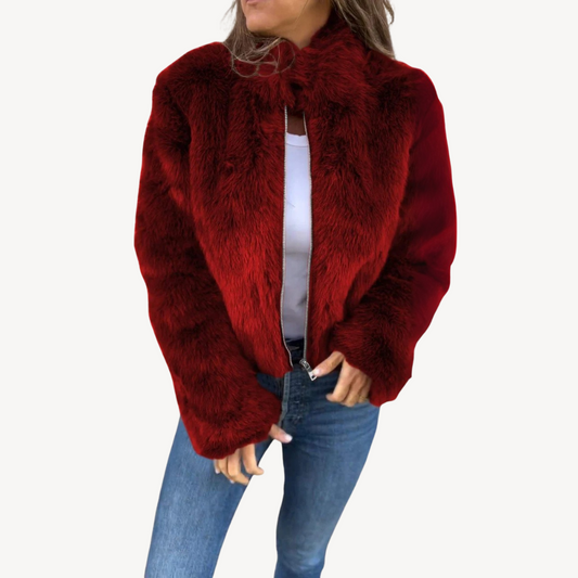 Damen Kunstpelz-Reißverschlussjacke | Loravelle 0