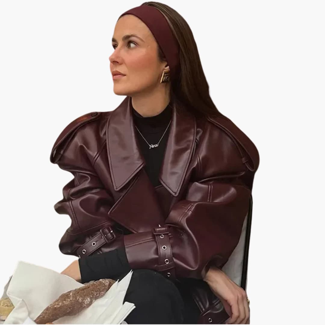 Damen Kurzjacke mit Reverskragen und Reißverschluss 1