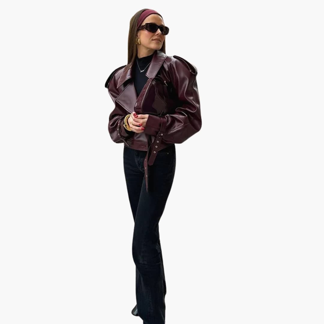 Damen Kurzjacke mit Reverskragen und Reißverschluss 2
