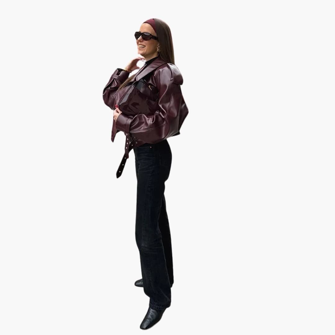 Damen Kurzjacke mit Reverskragen und Reißverschluss 3