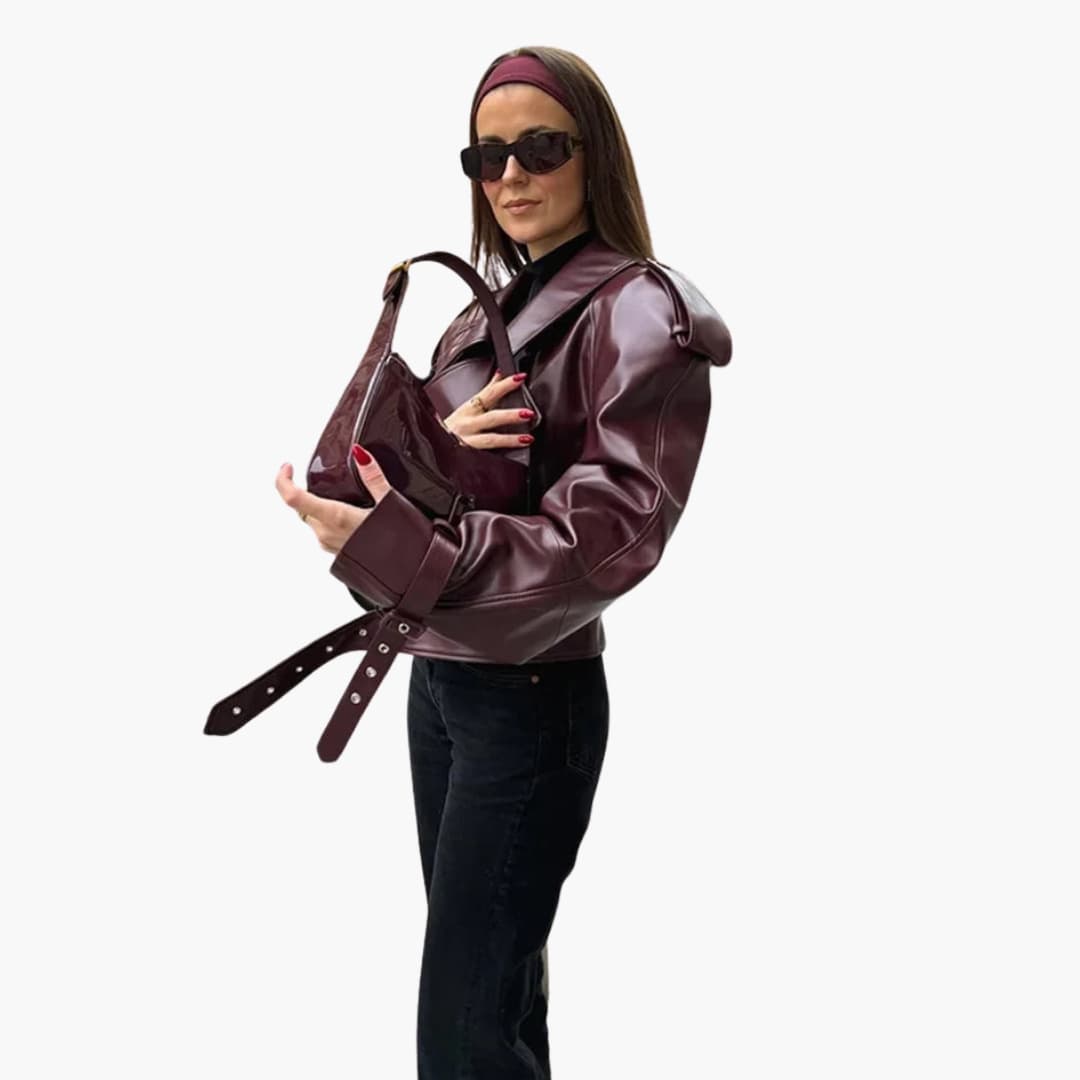 Damen Kurzjacke mit Reverskragen und Reißverschluss 4