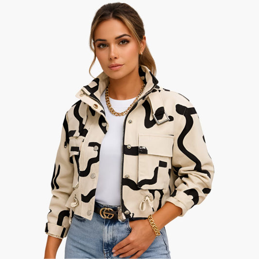 Damen Kurzjacke mit Stehkragen und Reißverschluss 0