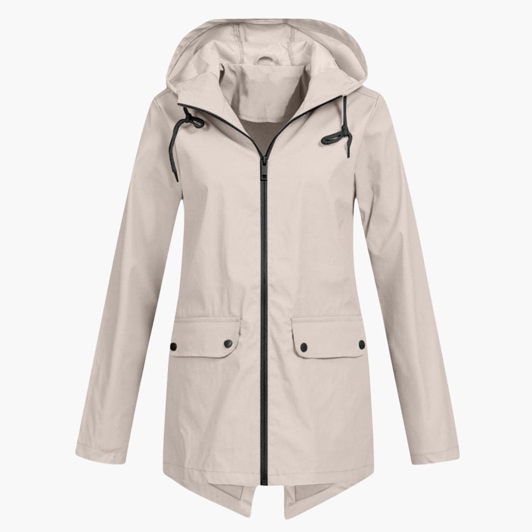 Damen Kurzregenjacke mit Kapuze und Reißverschluss 0