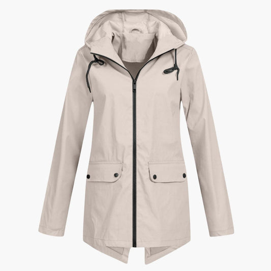 Damen Kurzregenjacke mit Kapuze und Reißverschluss 0