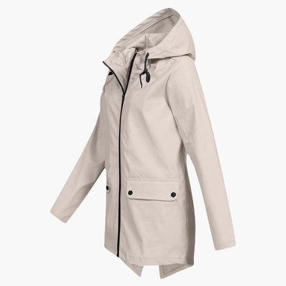 Damen Kurzregenjacke mit Kapuze und Reißverschluss 1