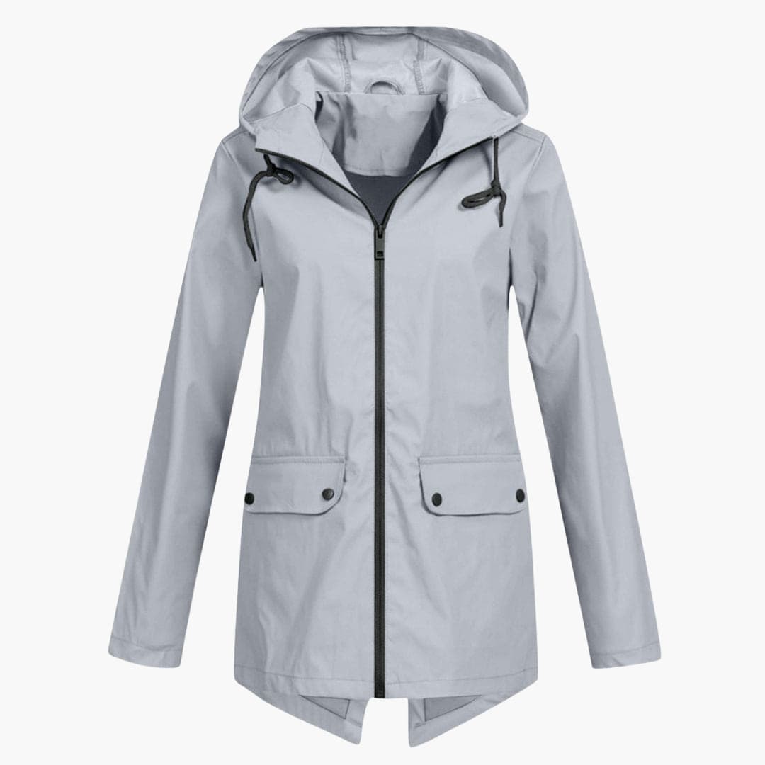 Damen Kurzregenjacke mit Kapuze und Reißverschluss 10