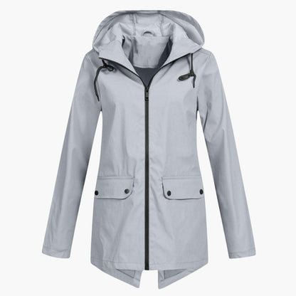 Damen Kurzregenjacke mit Kapuze und Reißverschluss 10