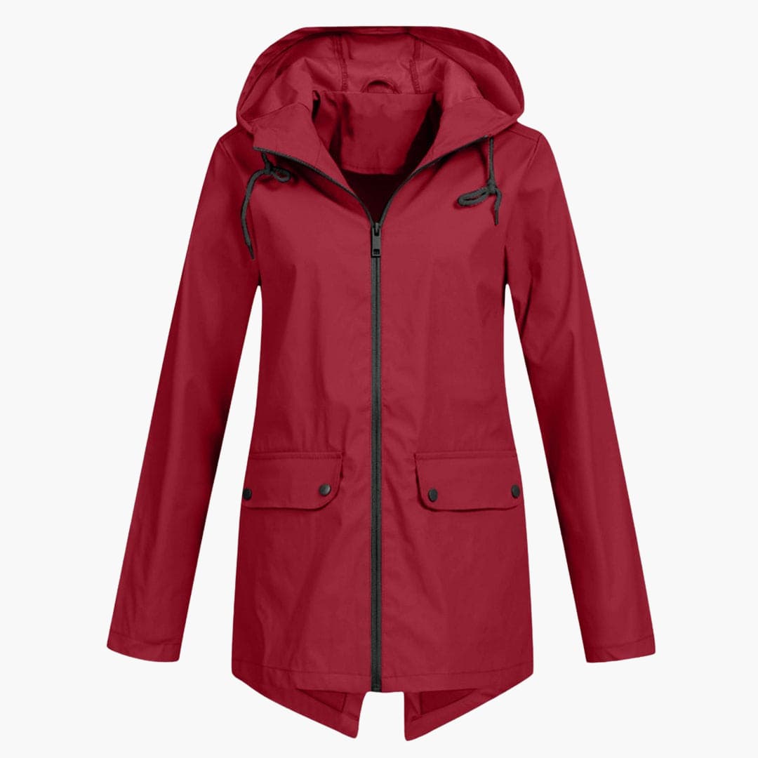 Damen Kurzregenjacke mit Kapuze und Reißverschluss 3