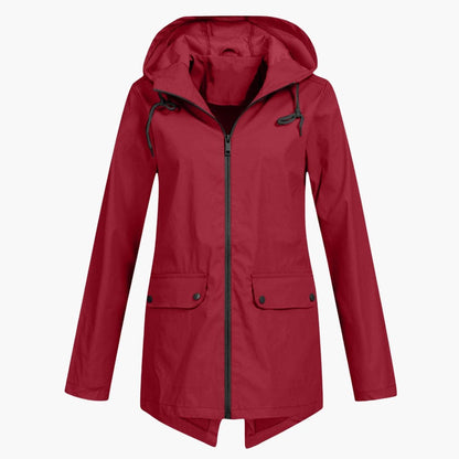 Damen Kurzregenjacke mit Kapuze und Reißverschluss 3