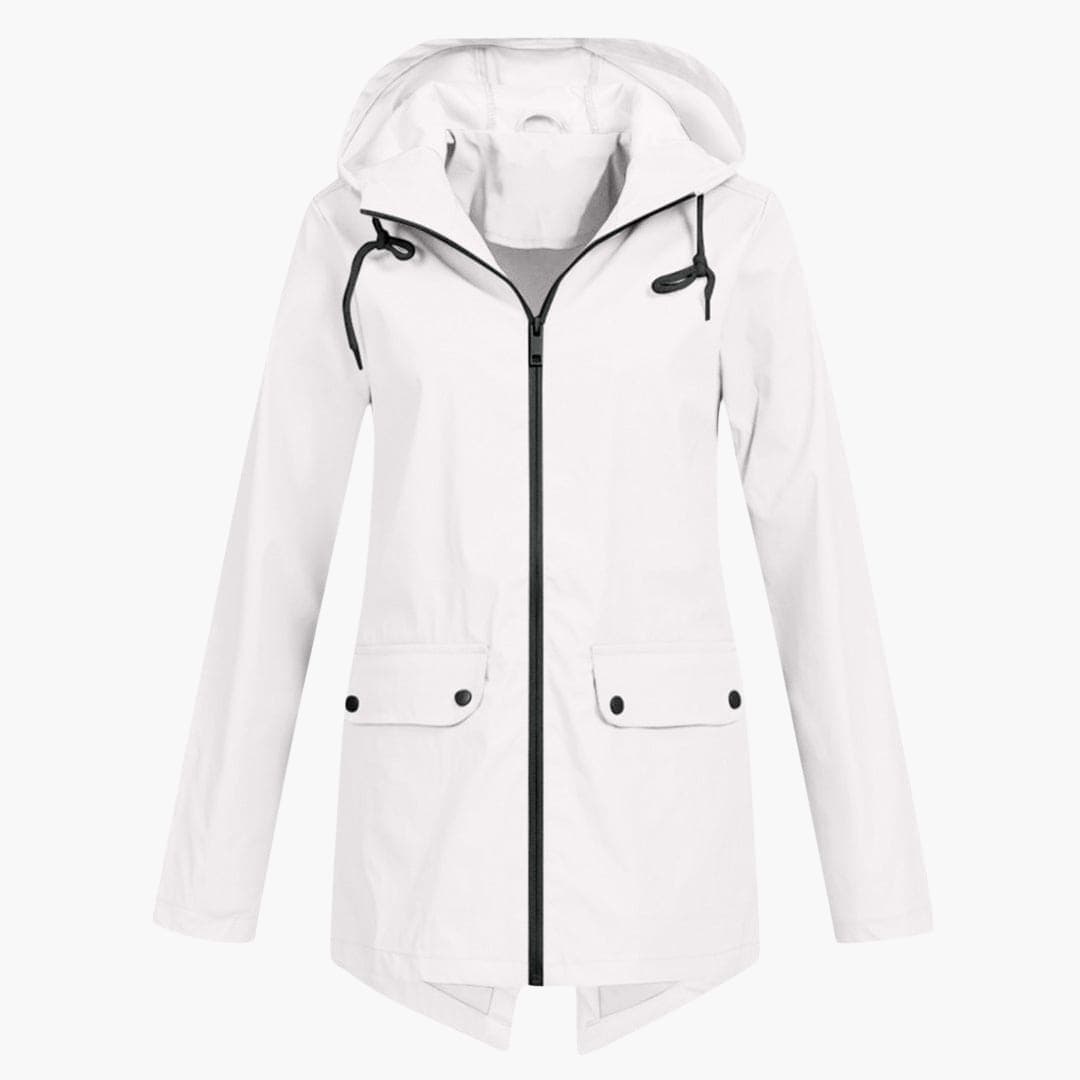 Damen Kurzregenjacke mit Kapuze und Reißverschluss 6